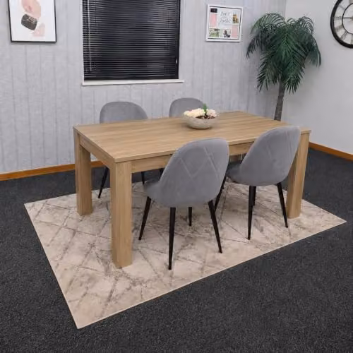 Kosy Koala Oak Effect Dining Table Set with 4 Grey Chairs, W/D/H: 117 x 77 x 75 cm – 2