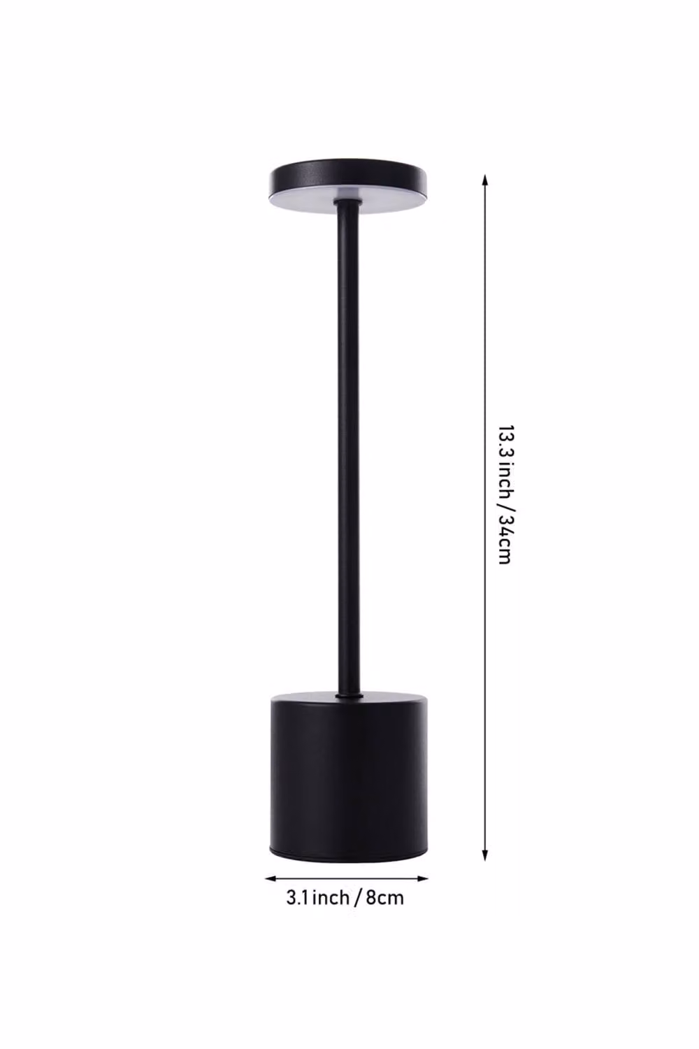 Living and Home Industrial-Style Rechargeable Dimmable Metal Table Lamp in Black – 4