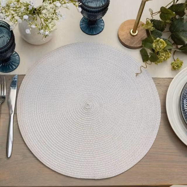 D-C-Fix Wipe Clean Woven Round Placemats in Grey Stone – 1