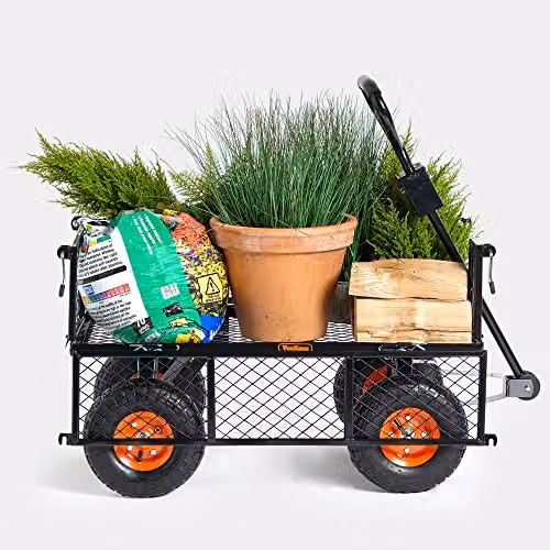 VonHaus Garden Utility Cart with Steel Frame and Wipe Clean Lining, Black – 6
