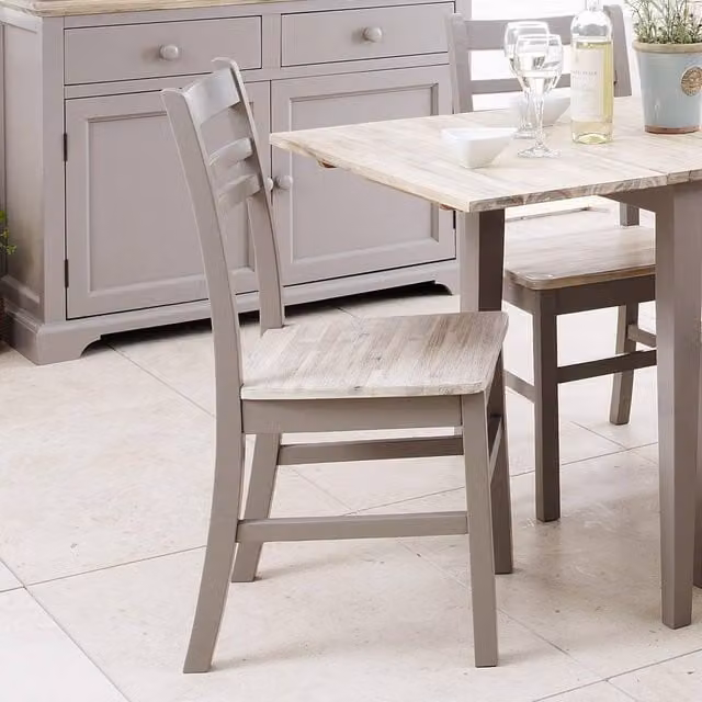 Statement Furniture Florence Country Style Wooden Dining Chair in Grey with Limed Acacia Seat – 1