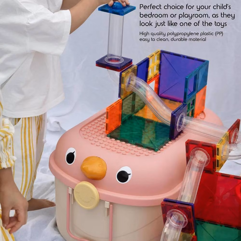 ATEK Toy Storage Organizer Box with Wheels, 45L Pink Kids Bin for Playroom and Bedroom Organisation – 5