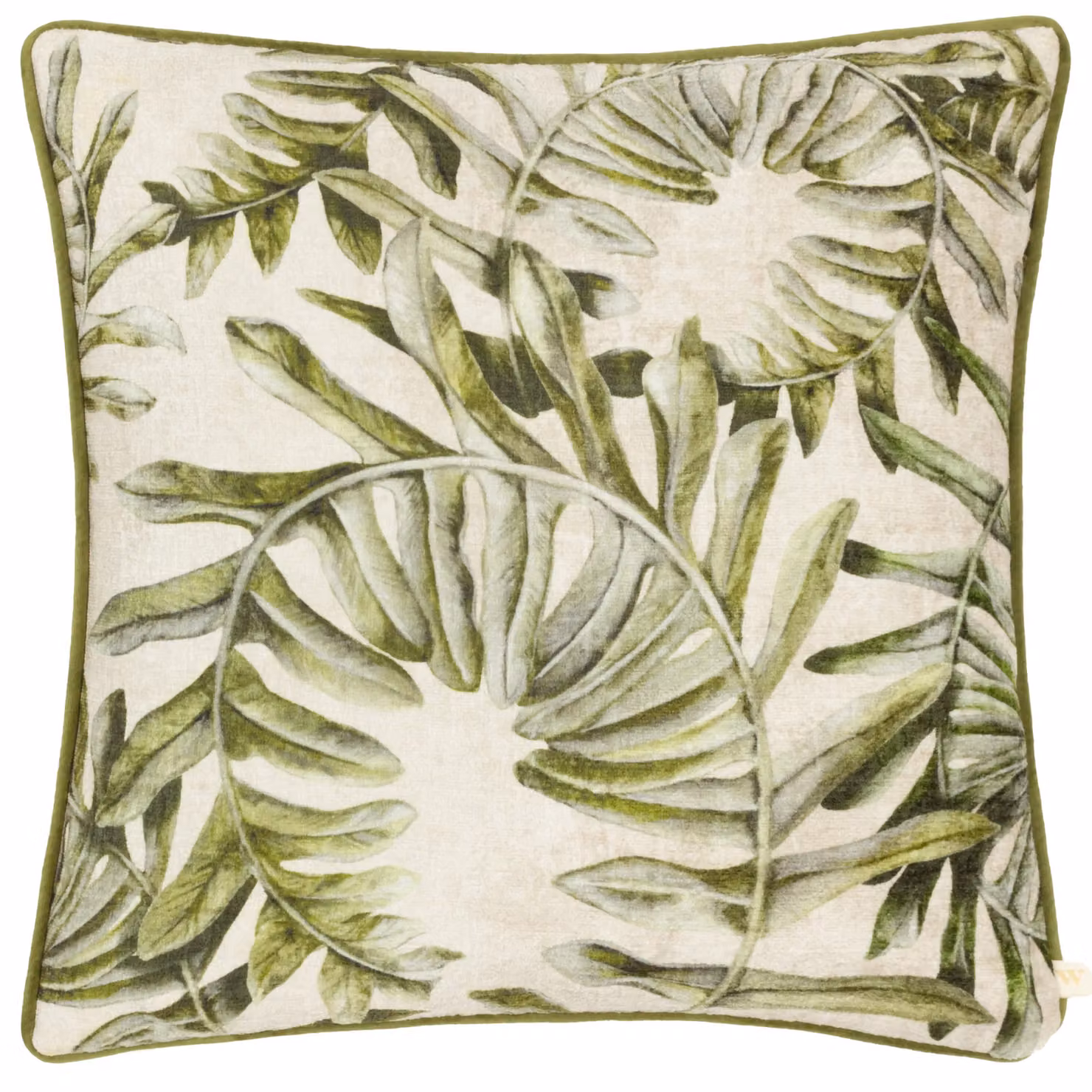 Wylder Nature Kielder Forest Sherwood Chenille Piped Square Cushion in Beige and Green, W/D/H: 43 x 43 x 43 cm – 2