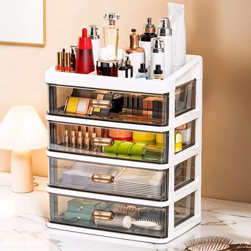 FORGEVIO Large Capacity White and Transparent Plastic Beauty Box Makeup Storage W: 50.0 cm, D: 34.5 cm, H: 50.0 cm – 5