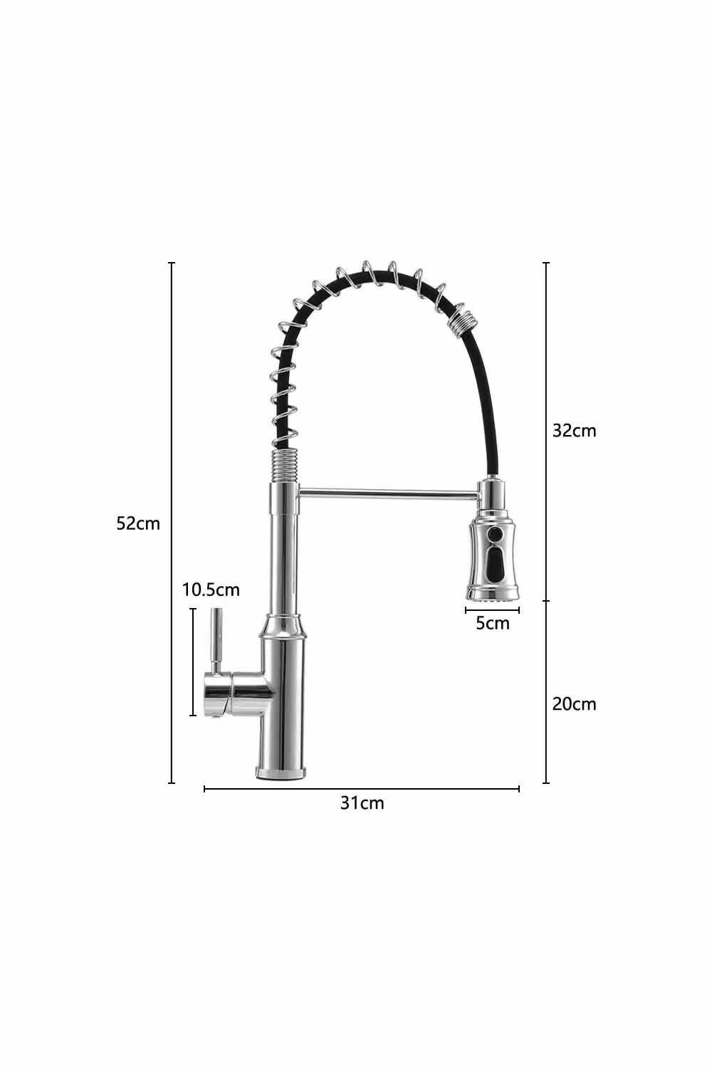 Living and Home Silver Stainless Steel Kitchen Sink Tap with Swivel Pulldown Spout and Pull-out Spray Function – 4