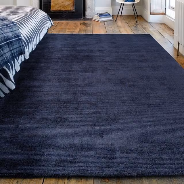 The Rug Shop UK Handmade Modern Plain Blue Stain-Resistant Easy To Clean Area Rug W/D/H: 160 x 230 cm – 1