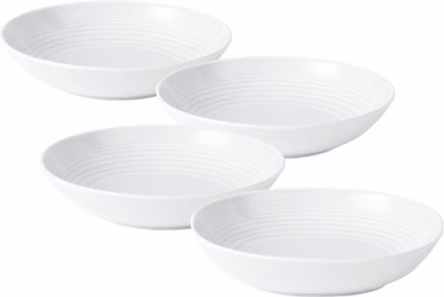Royal Doulton Gordon Ramsay Maze White Stoneware Pasta Bowls, Diameter: 24 cm, Set of 4