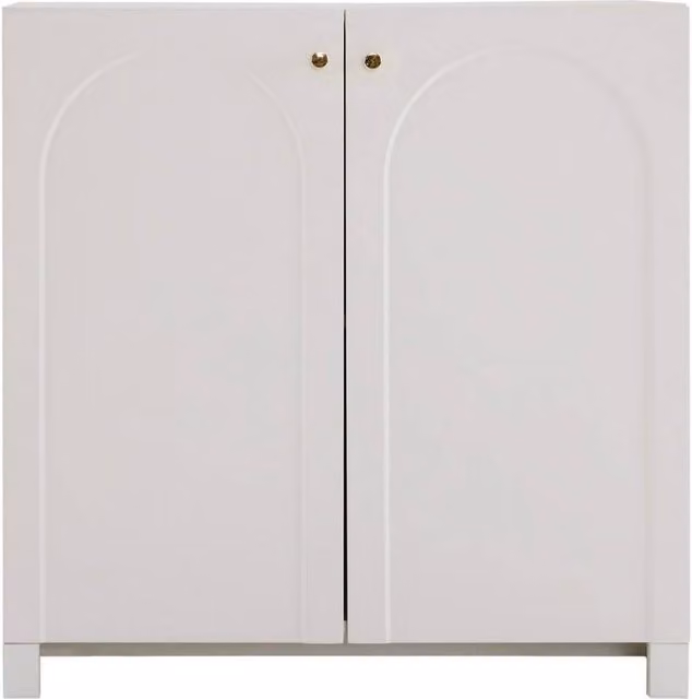 VOGREX White and Gold Wooden 2 Door Adjustable Sideboard Cabinet W/D/H: 80 x 40 x 40 cm – 1