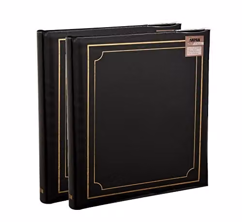 Arpan Pack of 2 Large Slip In Memo Photo Albums with Padded Black Covers, Holds 120 Photos, 5 x 7 inch