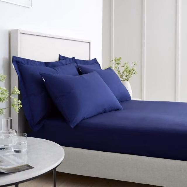 Bianca 200 Thread Count Cotton Percale Extra Deep Fitted Sheet, Blue