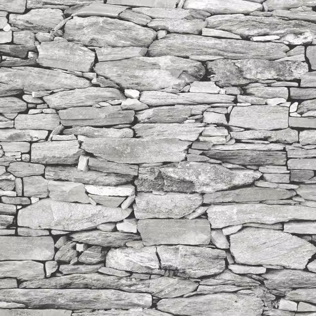 Debona Grey Rustic 3D Stone Brick Effect Abstract Wallpaper