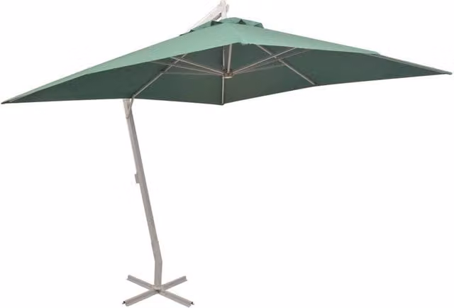 Berkfield Home Green Cantilever Hanging Parasol with Aluminium Pole, W/D/H: 300 x 300 x 300 cm
