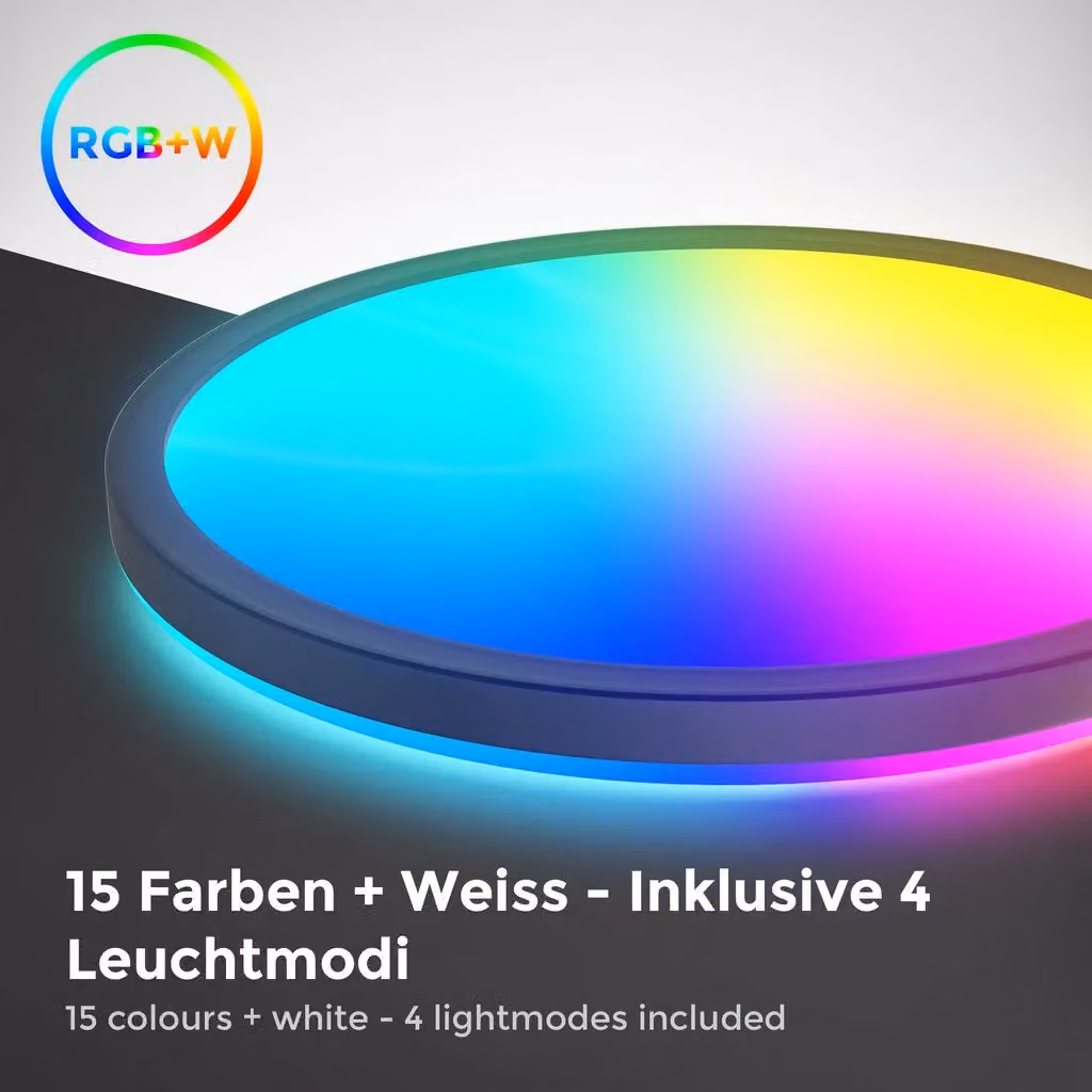 B.K.Licht Round RGBW LED Ceiling Lamp, Black, Dimmable with Remote Control and Backlight Effect – 3