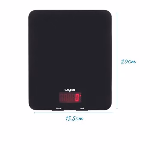 Salter Electronic Kitchen Scale with Glass Platform, 10kg Capacity, Add and Weigh Tare Function, Available in Red or Black – 7