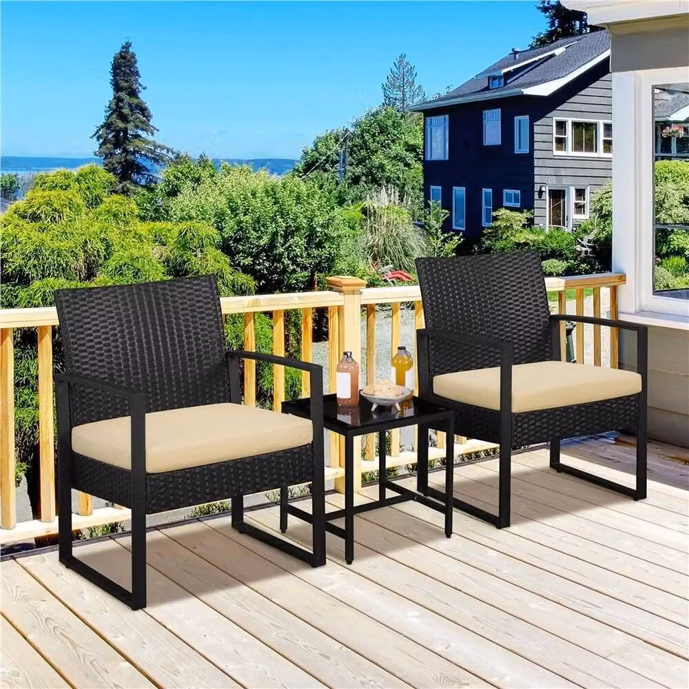 PAWNORA 3-Piece Rattan and Metal Patio Set in Black – 4