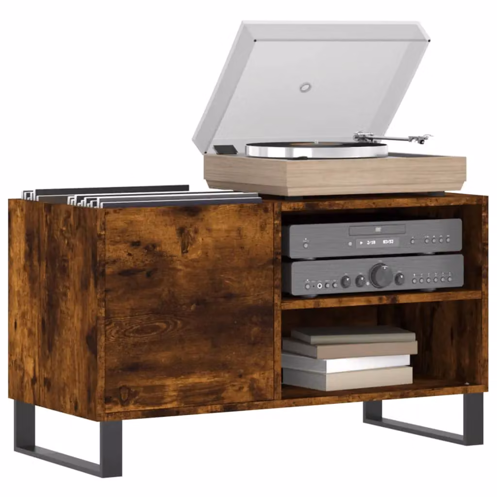 Berkfield Home Record Cabinet in Smoked Oak Brown, W/D/H: 85 x 38 x 48 cm – 3