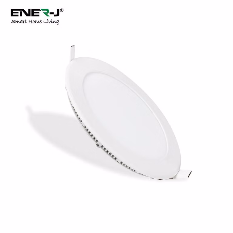 ENER-J 18W Recessed Round LED Mini Panel, White, 6000K Cool White, Pack of 4, Diameter: 220 mm (Hole Size: 205 mm)