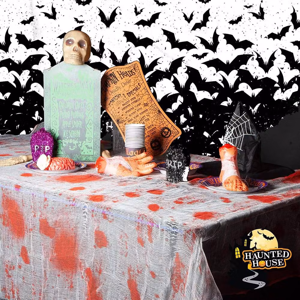 VFM e-Store White Bloody Gauze Halloween Rectangular Tablecloth – 3