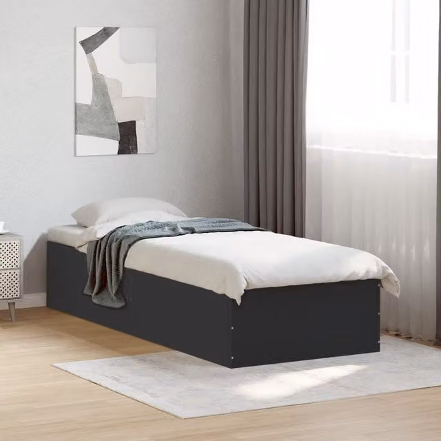 Berkfield Home Modern Small Single Bed Frame in Black, Engineered Wood, W: 75 cm x L: 190 cm – 1