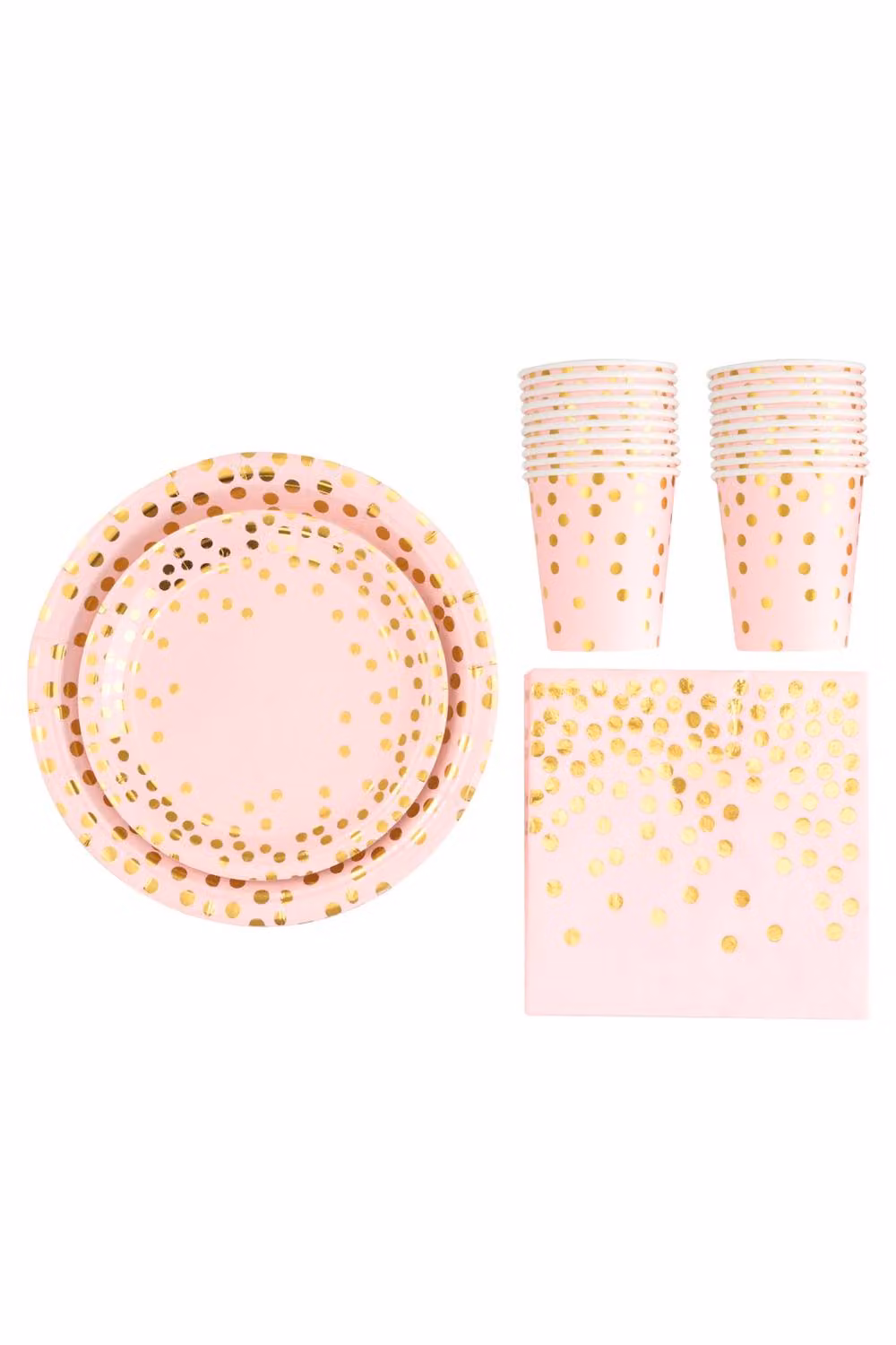 Living and Home 60-Piece Pink Dotted Disposable Paper Birthday Party Tableware Set – 2