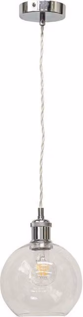 First Choice Lighting Barnum Retro Pendant Fitting with Transparent Glass Sphere and Chrome Finish – 1