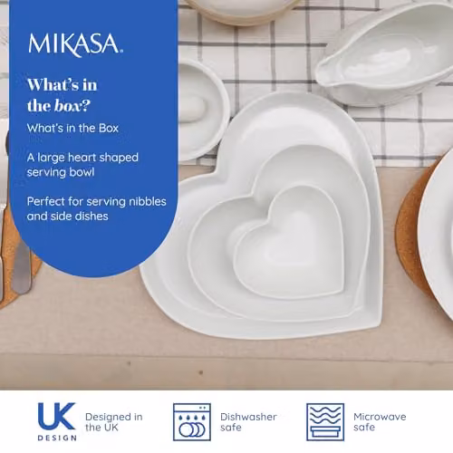 Mikasa Chalk Porcelain Heart-Shaped Serving Bowl, White – 2