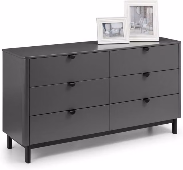 Cheshire Premium Nova 6 Drawer Wide Chest in Storm Grey and Black – 1