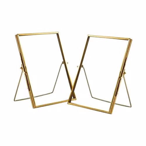Nicola Spring Metal Photo Frames, Pack of 2, Gold, Fits 13 x 18 cm Photos