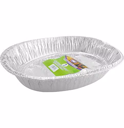 Party & Paper Solutions 100 Pack Extra-Large Disposable Aluminium Roasting Dishes, Silver, W: 40 cm, D: 34 cm, H: 8.5 cm