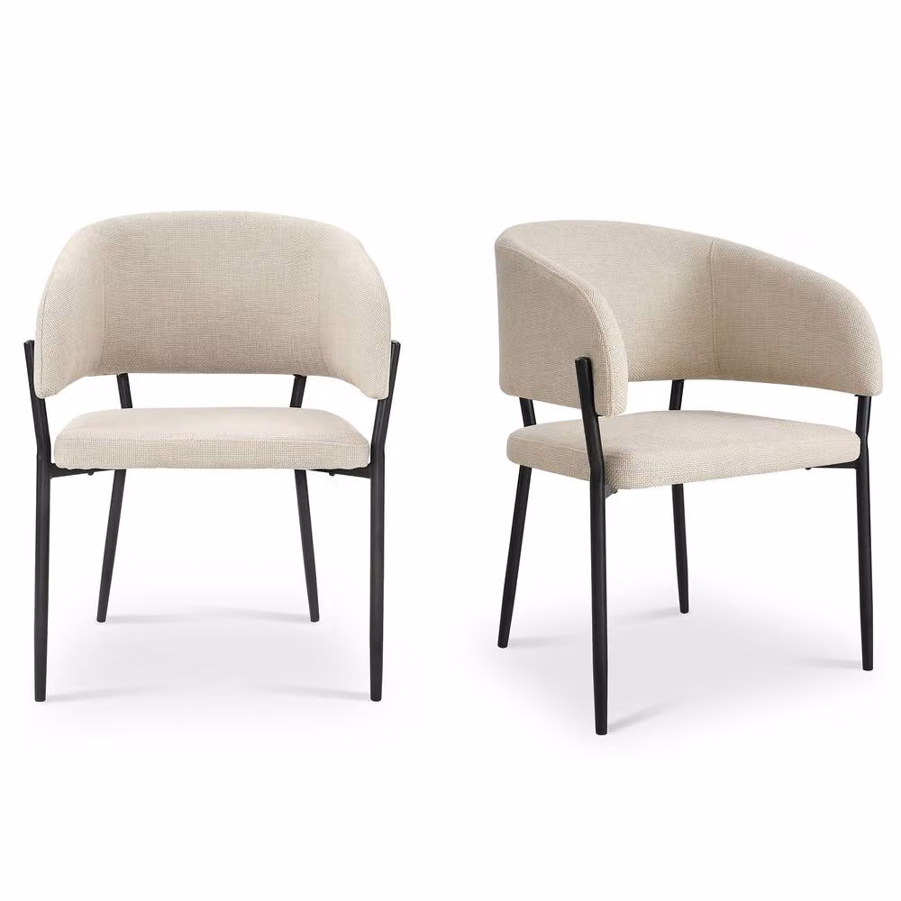 VonHaus Oxford Upholstered Dining Chairs in Beige, Set of 6 – 2