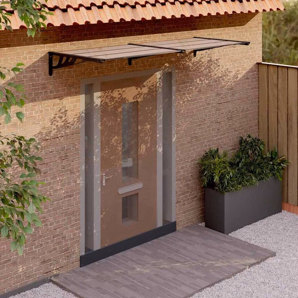Berkfield Home Black Polycarbonate and Aluminium Door Canopy W: 239 cm, D: 90 cm – 2