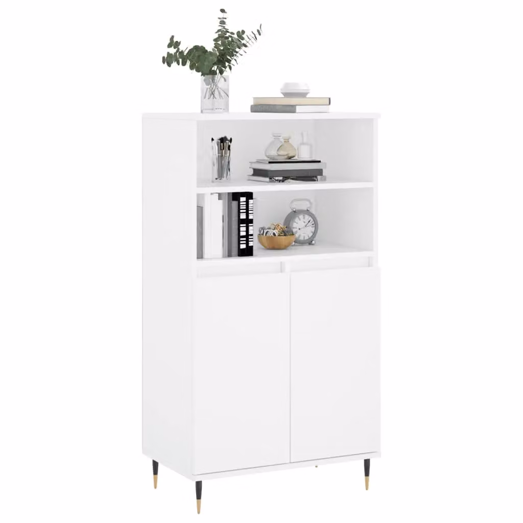 Berkfield Home White Highboard with Hinged Doors and Internal Shelves, W/D/H: 60 x 36 x 110 cm – 2