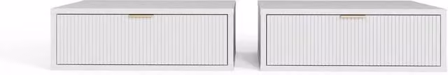 FORGEVIO Set of 2 White Wall Mounted Floating Bedside Tables – 1