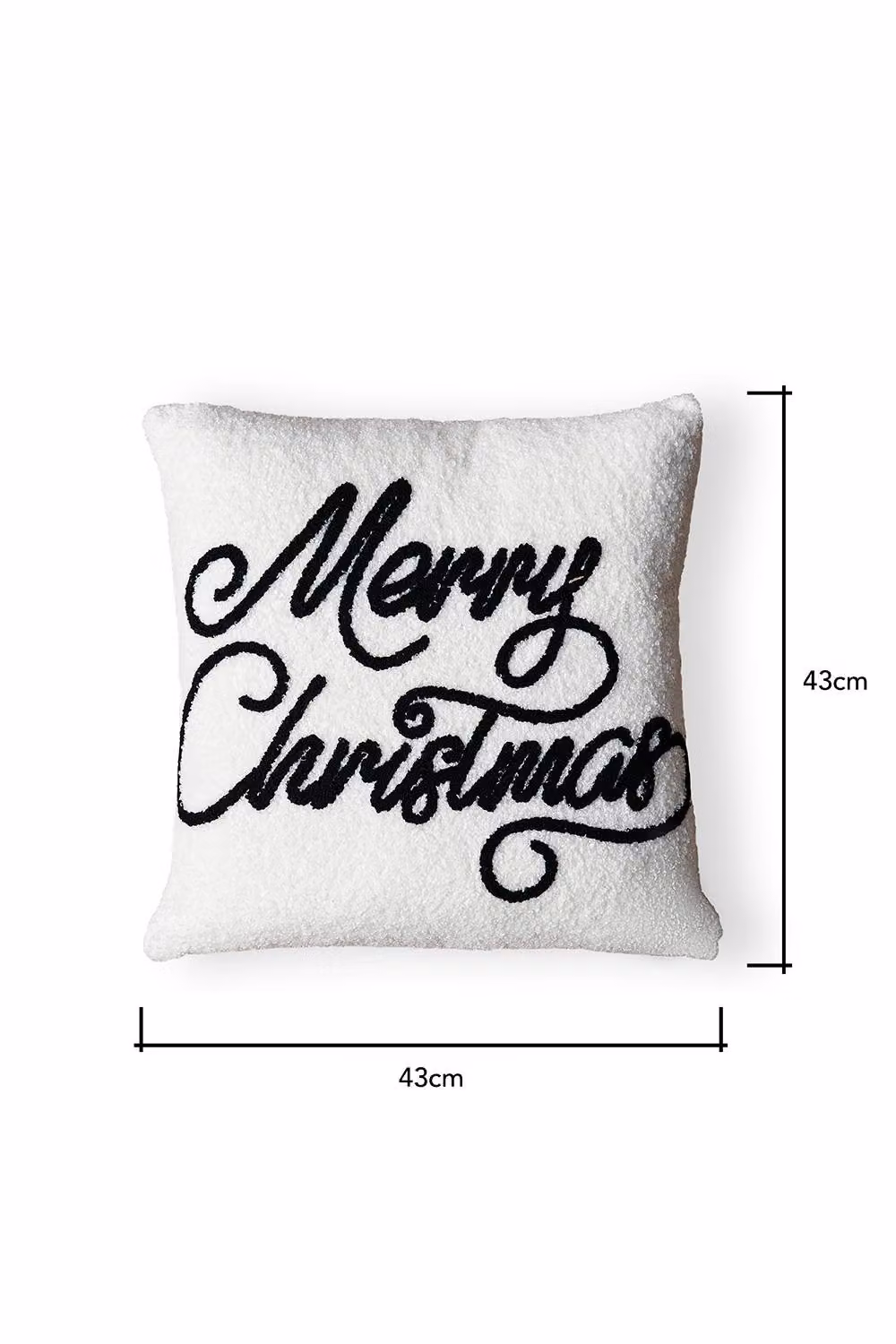 BHS Merry Christmas Tufted Square Cushion in Black and White, W/D/H: 43 x 43 x 43 cm – 3