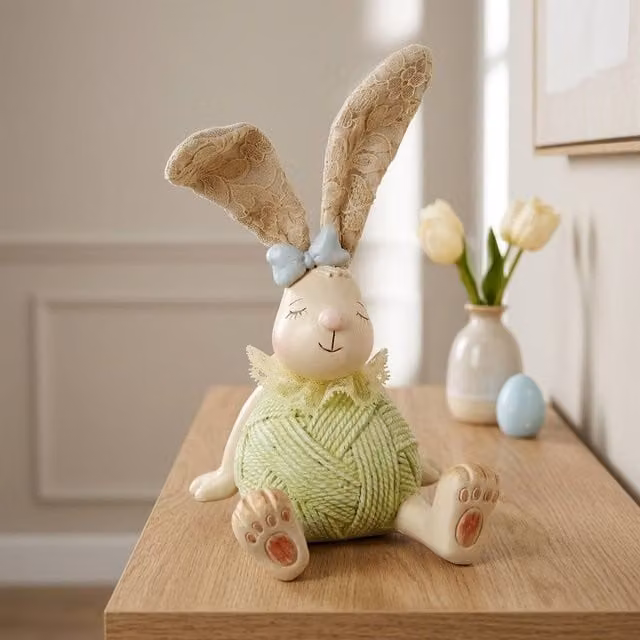 Garden Greatness Decorative Sitting Springtime Rabbit, Multicolour Tabletop Ornament