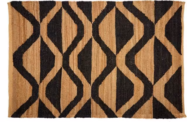 Orsina Bosie Round Woven Hemp and Jute Rug in Brown, Black and Sand, Diameter: 100 cm