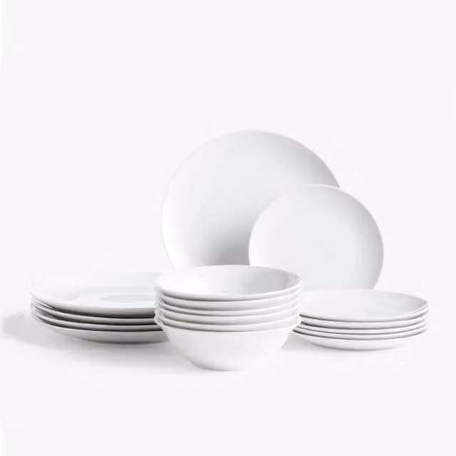 Glim & Glam 18 Piece White Porcelain Coupe Dinner Set