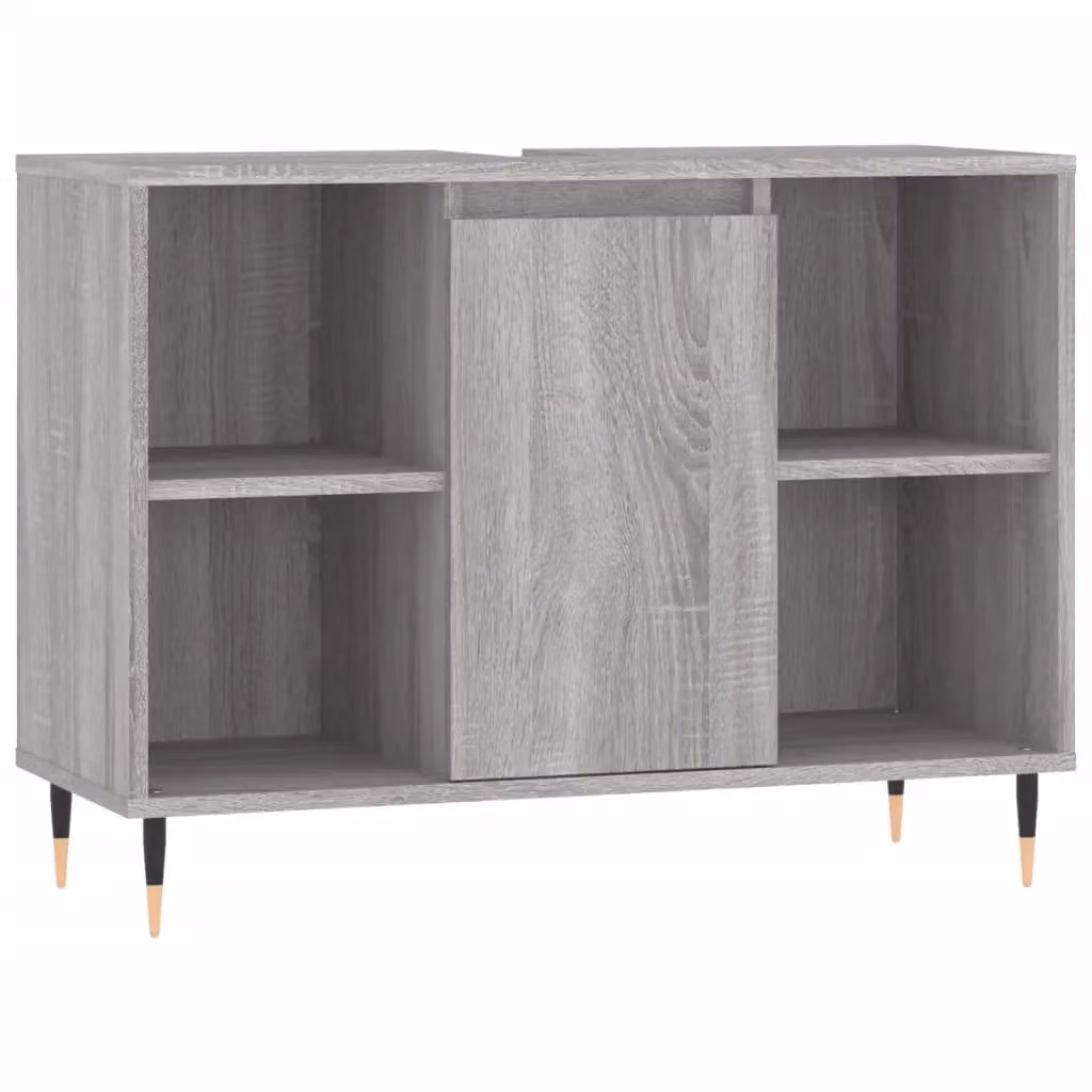 Berkfield Home Grey Sonoma Bathroom Cabinet with Hinged Doors and Internal Shelves, W/D/H: 80 x 33 x 60 cm