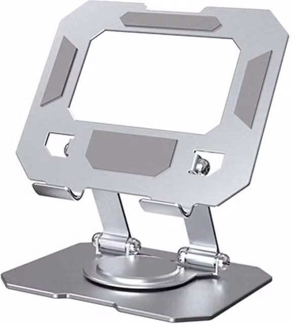 KORVIXA 360 Degree Swivel Portable Metal iPad Tablet Desk Stand, Silver, H 100 cm x W 15 cm x D 15 cm