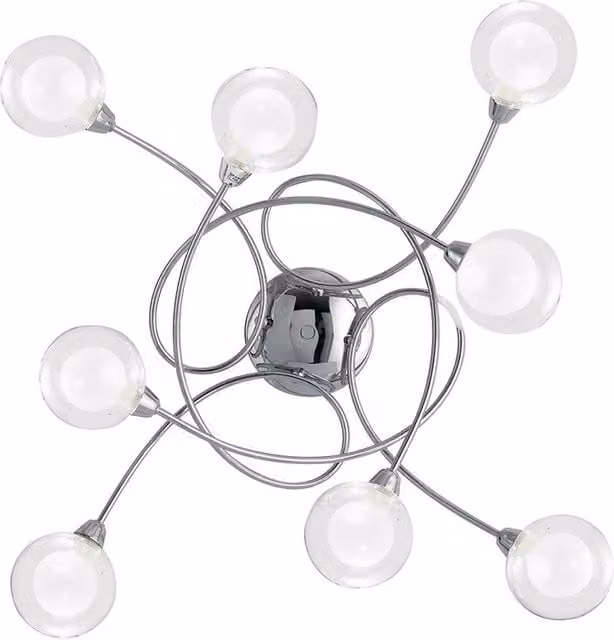 Netlighting BLOG 8 Light Multi Arm Semi Flush Ceiling Light in Chrome and Silver, W/D/H: 66 x 66 x 20 cm – 1