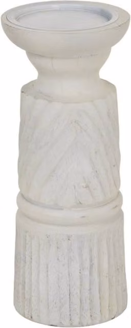 Bloomingville Modern Geometric Glass Tabletop Candle Holder in White and Silver