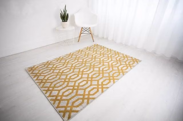 DS Living Bellagio Geometric Rug in Beige, Anthracite and Yellow, W: 160 cm, D: 230 cm – 1