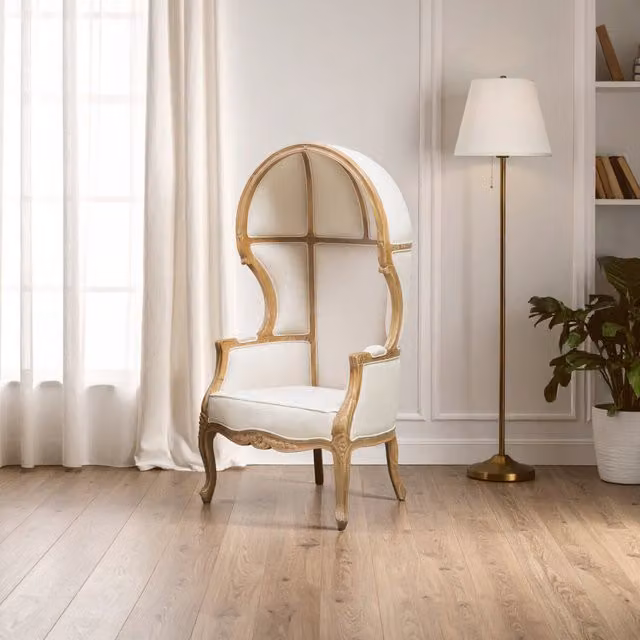Fifty Five South Cabra Cream Dome Chair with Armrests and Solid Wood Frame