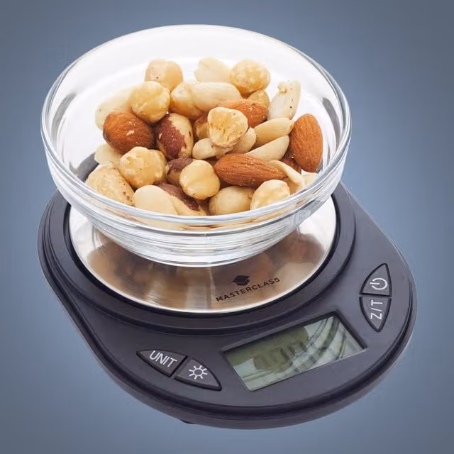 MasterClass Smart Space Electronic Compact Digital Kitchen Scales, Black, 750g