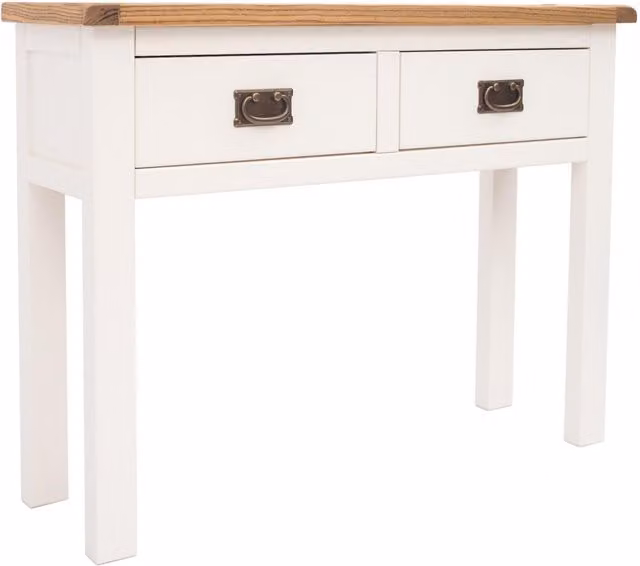 Cabinet Bits Lovere Off-White 2 Drawer Console Table with Brass Drop Handles