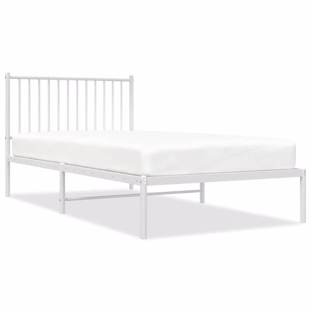 Berkfield Home Metal Bed Frame with Headboard in White, W/D/H: 100 x 200 cm – 2