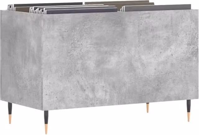 Berkfield Home Record Cabinet in Concrete Grey, W/D/H: 74.5 x 38 x 48 cm