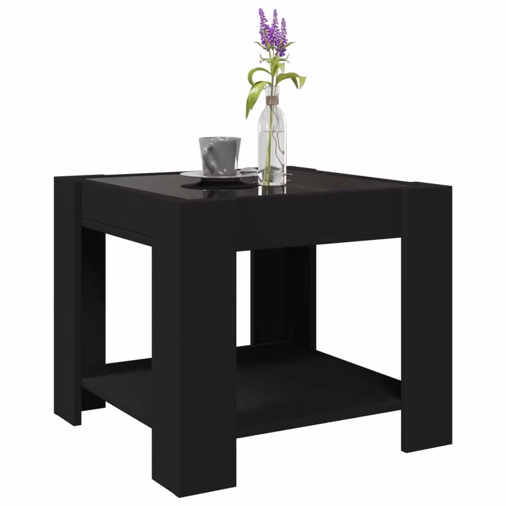 Berkfield Home Modern Square Coffee Table with LED in Black, W/D/H: 53 x 53 x 45 cm – 4