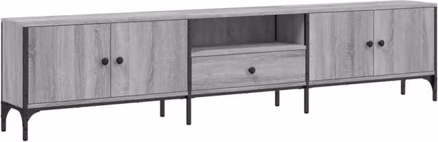 Berkfield Home Modern Grey Sonoma TV Cabinet with Drawer, W: 200 cm, D: 44 cm, H: 44 cm – 1