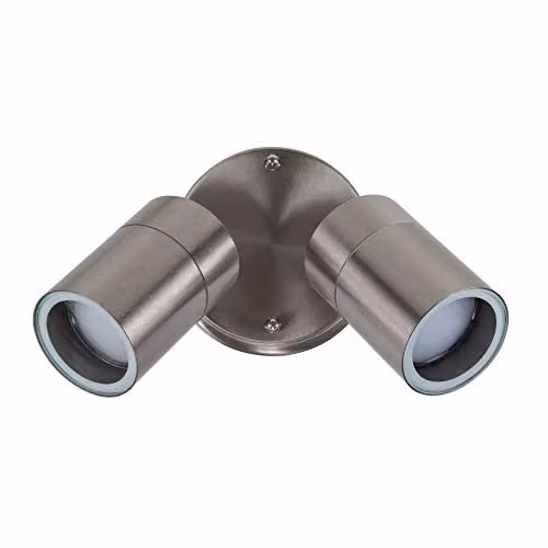MiniSun Modern Stainless Steel Twin Wall Spotlight in Silver with 3W Warm White LED Bulbs